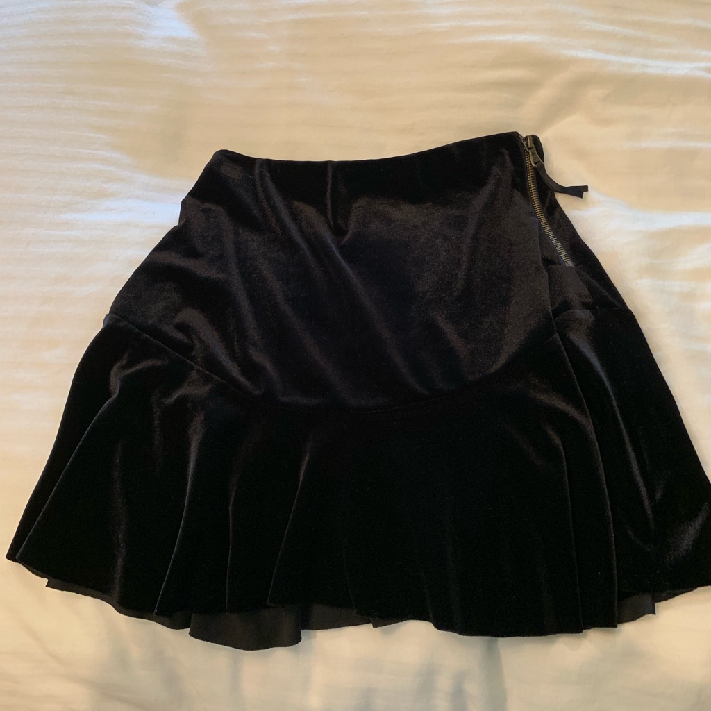 Black Velvet Mini Skirt